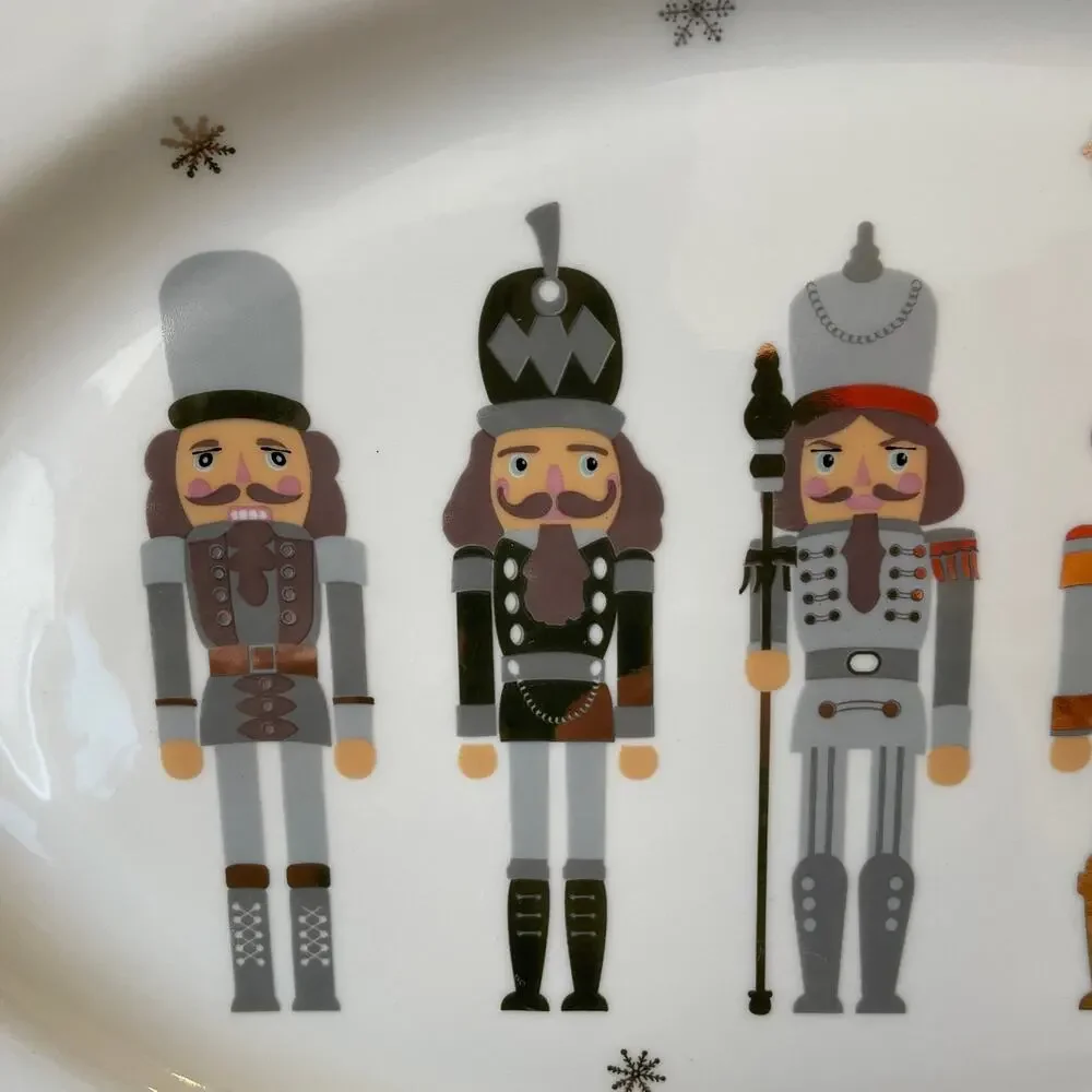 Christmas Nutcracker Soldier Serving Platter Tray 10x14 Oval Holiday New